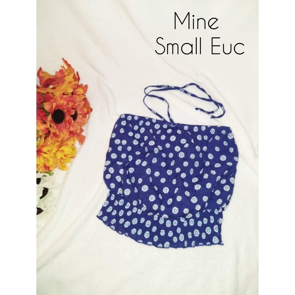 Mine Blue Floral Halter Crop Top